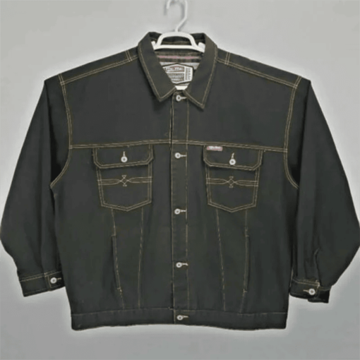 Pelle Pelle Men’s Vintage Black Button Up Lined Denim Jacket