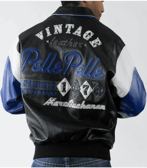Vintage Leather Pelle Pelle 1978 Marc Buchanan Black and Blue Jacket