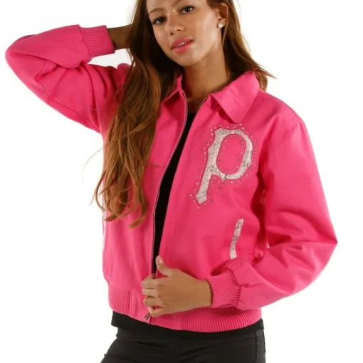 Vintage Pelle Pelle Women's Eagle Pink Studded Jacket