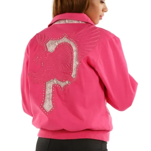 Vintage Pelle Pelle Women's Eagle Pink Studded Wool Jacket