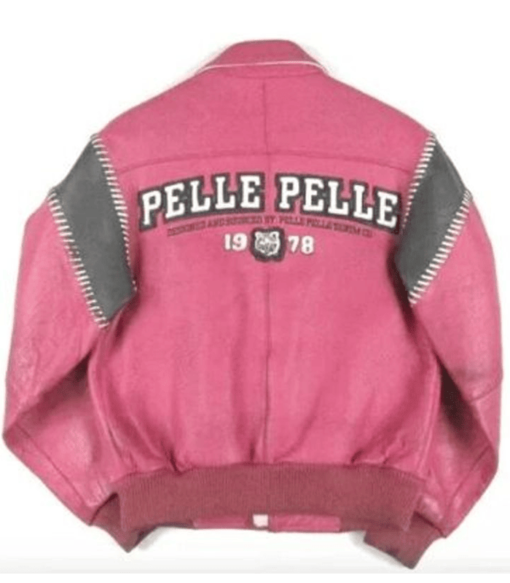 Vintage Pink Pelle Pelle Leather Zippered Jacket