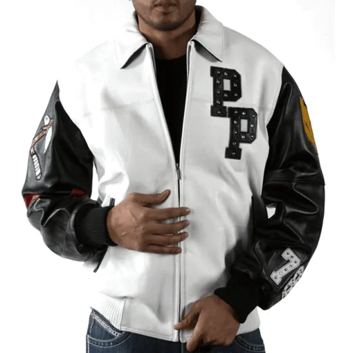 White Pelle Pelle Men’s Renegades Chief Keef Studded Real Leather Jacket