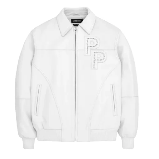 White Pelle Pelle Stones Leather Jacket