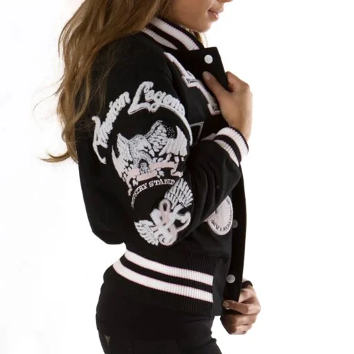 Women's Pelle Pelle American Legend Black Varsity Jacket