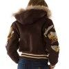Women's Pelle Pelle American Legend Limited Edition Brown Fur Hood Varsity Jacket