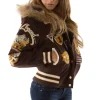 Women's Pelle Pelle American Legend Limited Edition Brown Varsity Jacket