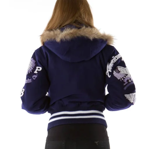 Women's Pelle Pelle American Legend Limited Edition Purple Hooded Varsity Jacket