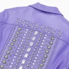 Women's Pelle Pelle Amethyst Purple Studded High Quality Leather Jacket