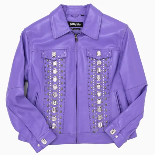 Women's Pelle Pelle Amethyst Purple Studded Leather Jacket