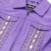 Women's Pelle Pelle Amethyst Purple Studded Top Grain Leather Jacket