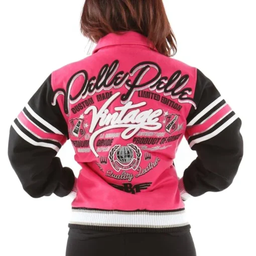 Women's Pelle Pelle Custom Made Limited Edition Vintage Premium Grade MB 1978 Pink and Black Wool Jacket