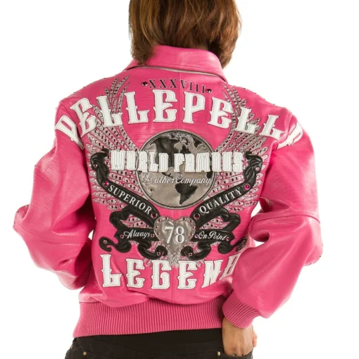 Women's Pelle Pelle World Famous 1978 Studded Pink Genuine Leather Jacket