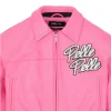 Women’s Soda Club Pelle Pelle Marc Buchanan World Famous Crop Studded Pink Real Leather Jacket