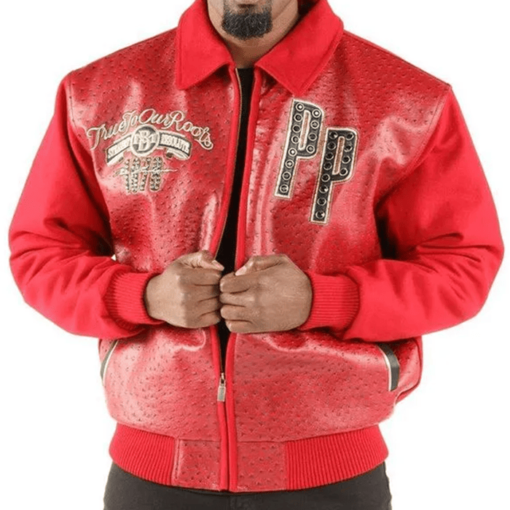 Pelle Pelle Mens Steadfast Resolute Red Wool Jacket